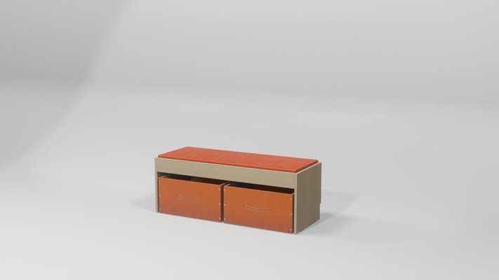 Mobilier - Banc vestiaire & Porte Manteaux - Banc d'accueil enfant sans dossier - lxhxp : 120x35x35 cm - assise mousse - 2 bacs sur roulettes - coloris nuancier