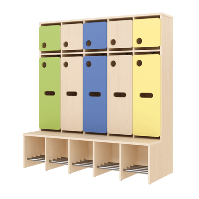 Mobilier - Banc vestiaire & Porte Manteaux - Vestiaire 5 places avec assise T1 - WIS