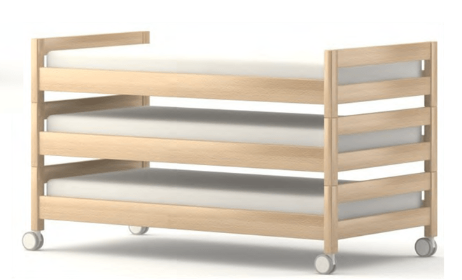 Couchage - Couchette Empilable pour Bébé et Enfant, Lit Gain de Place - Lit couchette double traverse sur roulettes 