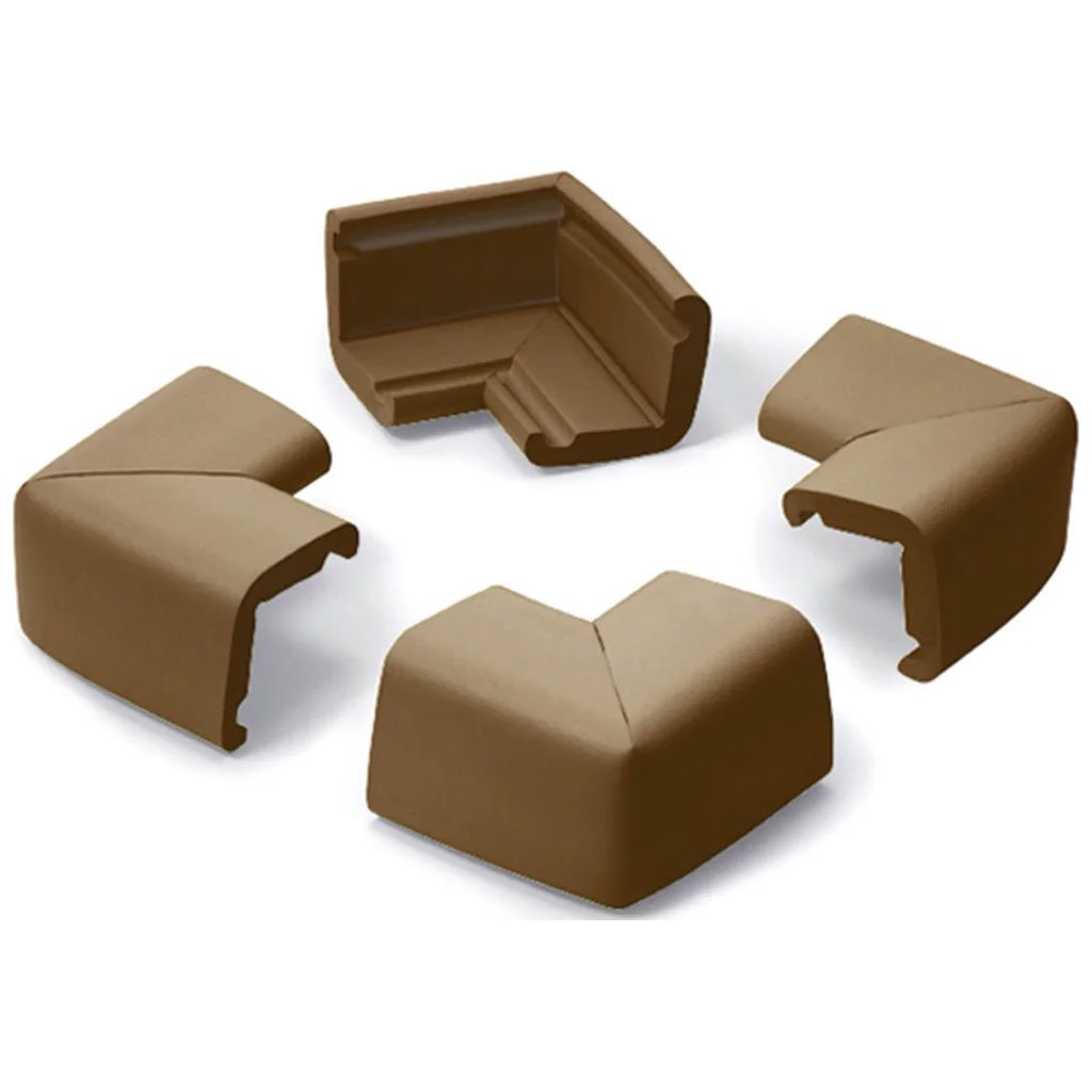 DE // 4 coins de protection pour table en mousse antichoc Marron