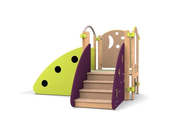 Mobilier - Structure de motricité / activité intérieur - Structure 1er pas en angle vert prune