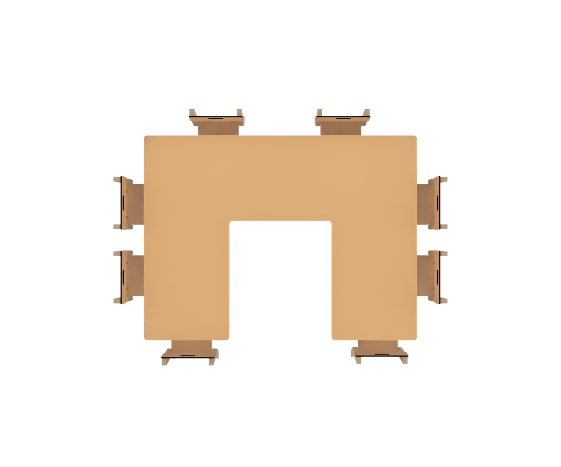 Table en U Réglable - Naturel