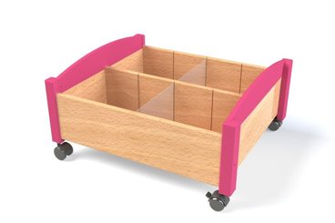 Mobilier - Accessoires pour meuble de rangement - Bac à rangements rectangulaire avec roulettes framboise