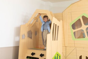 Motricité - Structure et panneaux D'activités - Maison de jeu – 5 pièces en angle