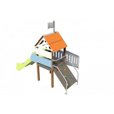 Mobilier - Aire de jeux et structure extérieure - Aire de jeu enfant extérieur cabane baby grimpe avec rampe montage en surface