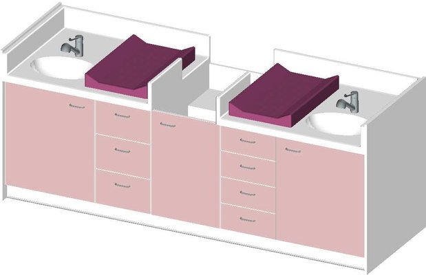 Change - Meuble à Langer crèche - Table à langer 2 cuves 260 x 85 cm