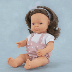 Jouets - Poupons, Peluches et Accessoires - Poupée brune avec tenue - 38 cm