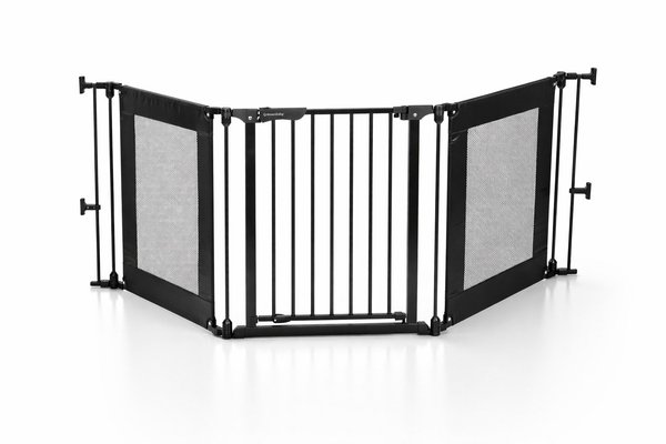 Médical et Prévention - Barrières de Sécurité Enfant - Barrière - Portillon 3 panneaux 74.5 cm à 195 cm - Noir