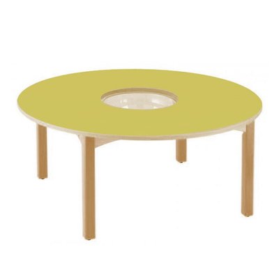 Mobilier - Table crèche et scolaire - Table en bois ronde à bac central T00 - Jaune