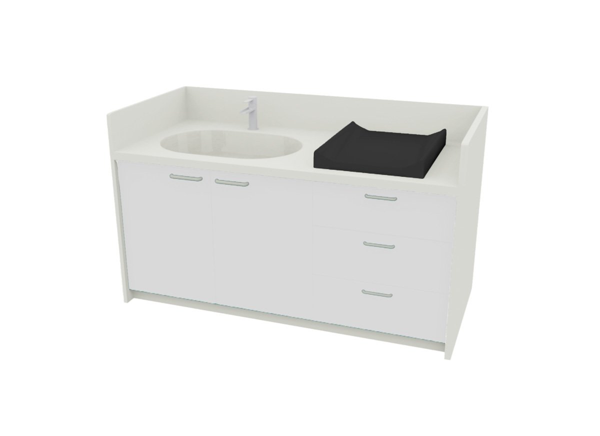 Meuble à langer 1 vasque - 180 cm - Blanc