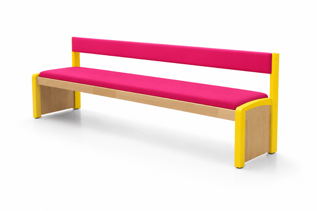 Banc en bois avec dossier jaune wkc