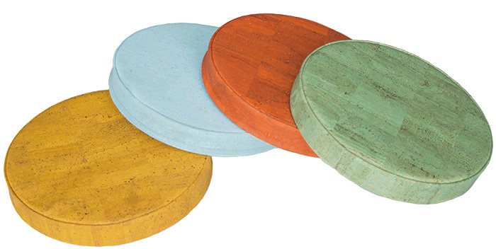 Mobilier - Meuble en mousse et Pouf - 4 coussins ronds de couleur en liège