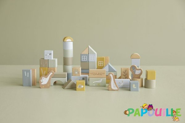 Jouets - Jouets à Empiler ou à Encastrer - DE // Baril de 50 blocs décorés à empiler pastel enfant - bois