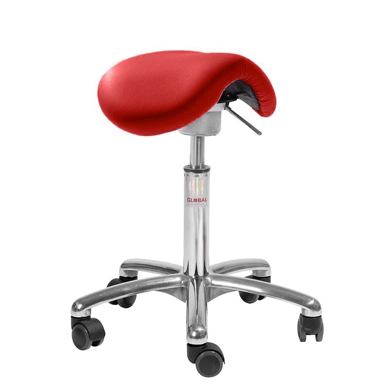 Siège selle ergonomique 360° a roulette petite enfance simili cuir Rouge