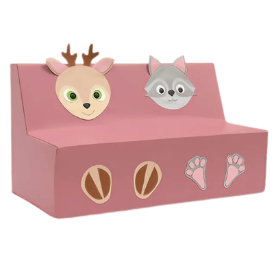 Mobilier - Meuble en mousse et Pouf - Canapé double en mousse - cerf et raton laveur - H 25 cm