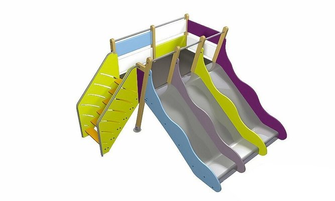 Mobilier - Aire de jeux et structure extérieure - Toboggan extérieur pour enfants 3 rampes tobo'glisse montage en surface
