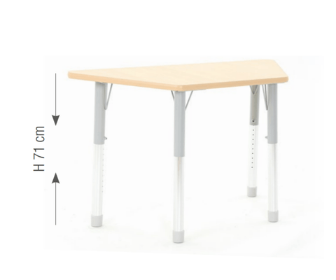 Mobilier - Table crèche et scolaire - Table trapèze réglable - surface HPL - 120 x 60 x 60 cm