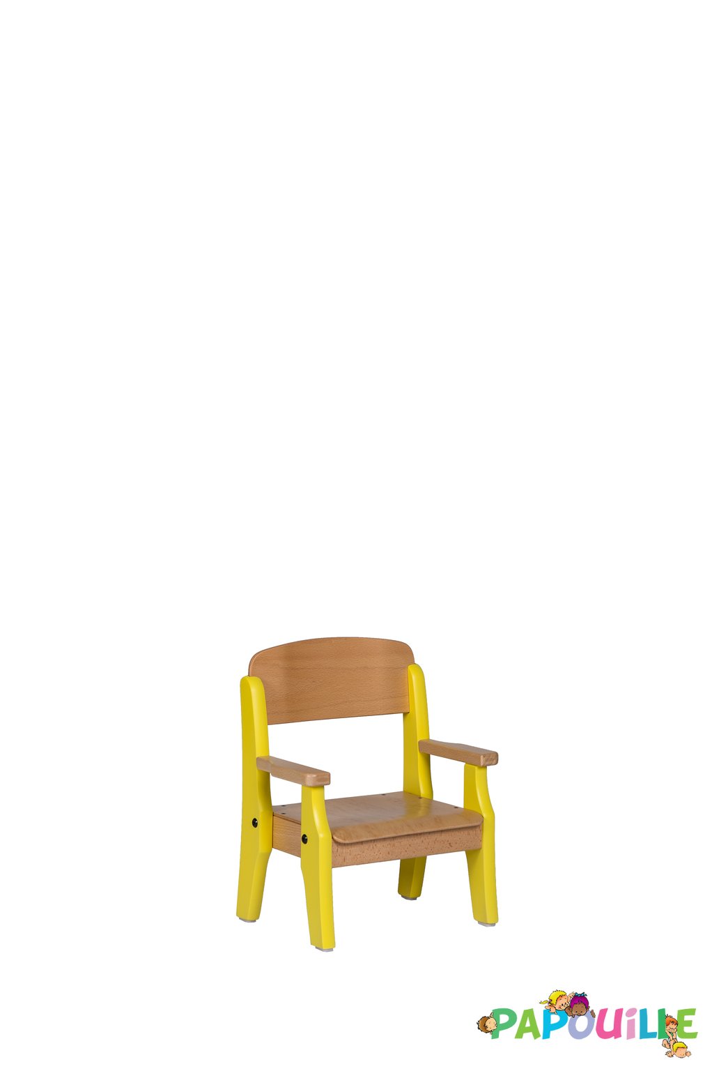 Fauteuil enfant en bois avec accoudoir t1 h.26cm jaune