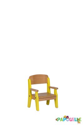Mobilier - Chaise & fauteuil pour crèche - Fauteuil enfant en bois avec accoudoirs t1 h.26cm jaune