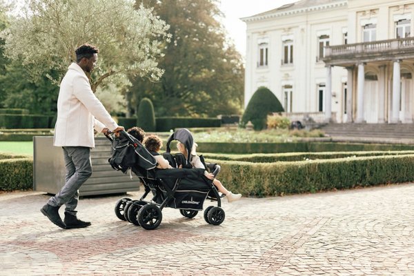 Puériculture - Poussette - Poussettes quadruple + Housse de pluie et pare soleil - Noir 