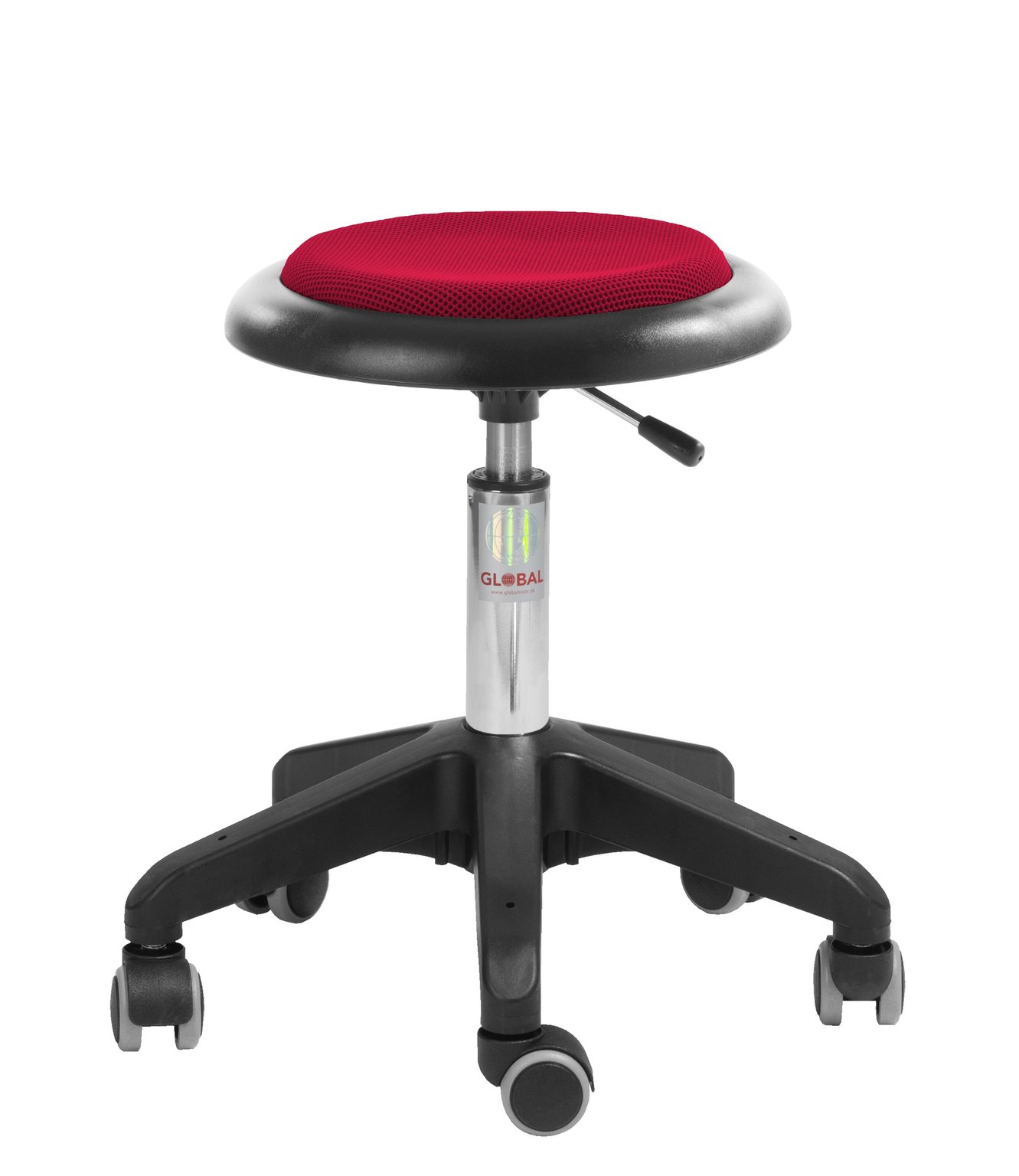 Tabouret rembourré réglable en hauteur tissus microfibre Rouge