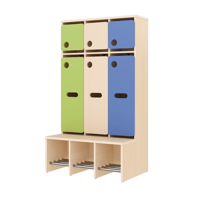 Mobilier - Banc vestiaire & Porte Manteaux - Vestiaire 3 places avec assise T1 - WIS