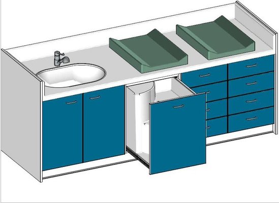 Change - Meuble à Langer crèche - Table à langer 1 cuve 2 plans de change 250 cm
