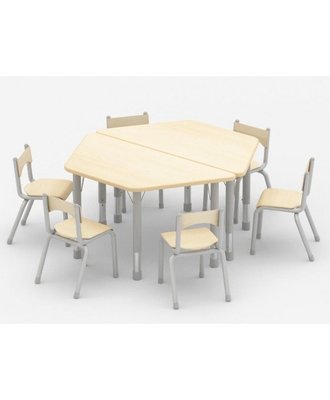 Mobilier - Table crèche et scolaire - Table trapèze réglable en hauteur 120 x 60 cm