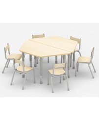 Mobilier - Table crèche et scolaire - Table trapèze réglable en hauteur 120 x 60 cm