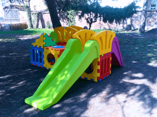 Mobilier - Aire de jeux et structure extérieure - Aire de jeux cubique avec 2 grands toboggans