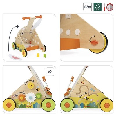 Jeux - Porteurs, Draisiennes, Marcheurs - Chariot de marche Multi-Activités Lapin en bois - Prix Parent