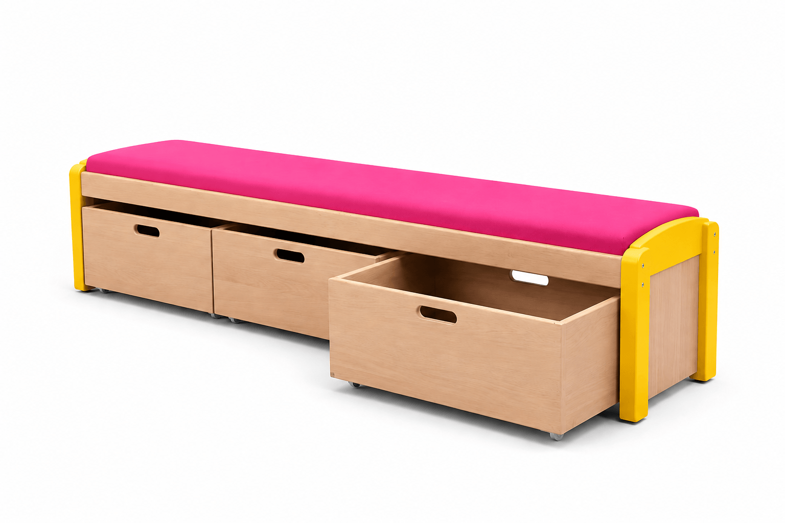 Banc et ses 3 casiers jaune