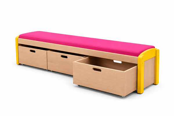 Mobilier - Banc vestiaire & Porte Manteaux - Banc et ses 3 casiers jaune