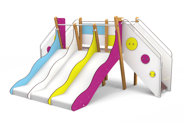 Mobilier - Aire de jeux et structure extérieure - Structure de jeux évolution 3 toboggans H 82 cm - Tobo'Gliss Fixations courtes 