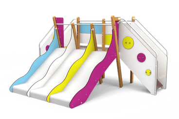 Mobilier - Aire de jeux et structure extérieure - Structure de jeux évolution 3 toboggans H 82 cm - Tobo'Gliss Fixations courtes 