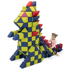 Motricité - Jeux de Motricité Libre - Cubes de constructions basic magnétiques de psychomotricité tissu 100 pièces fuchsia et jaune