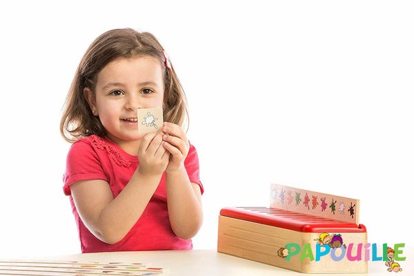 Jeux - Jeux Éducatifs et Puzzle - Carte d'apprentissage avec boîte de tri montessori en bois