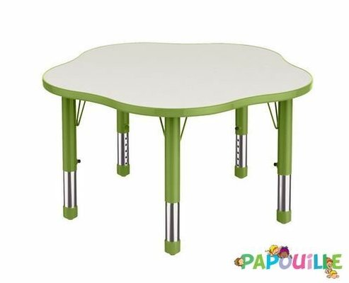 Mobilier - Table crèche et scolaire - Table fleur 90 x 90 cm réglable en hauteur vert