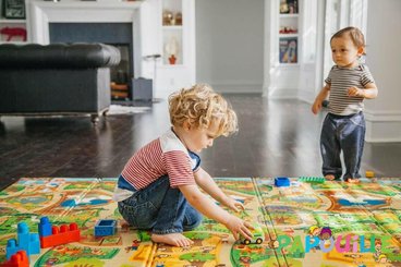 Jouets - Tapis et Jeux d'Éveil, Portiques d'Activité - Tapis de jeu double face ville et zoo