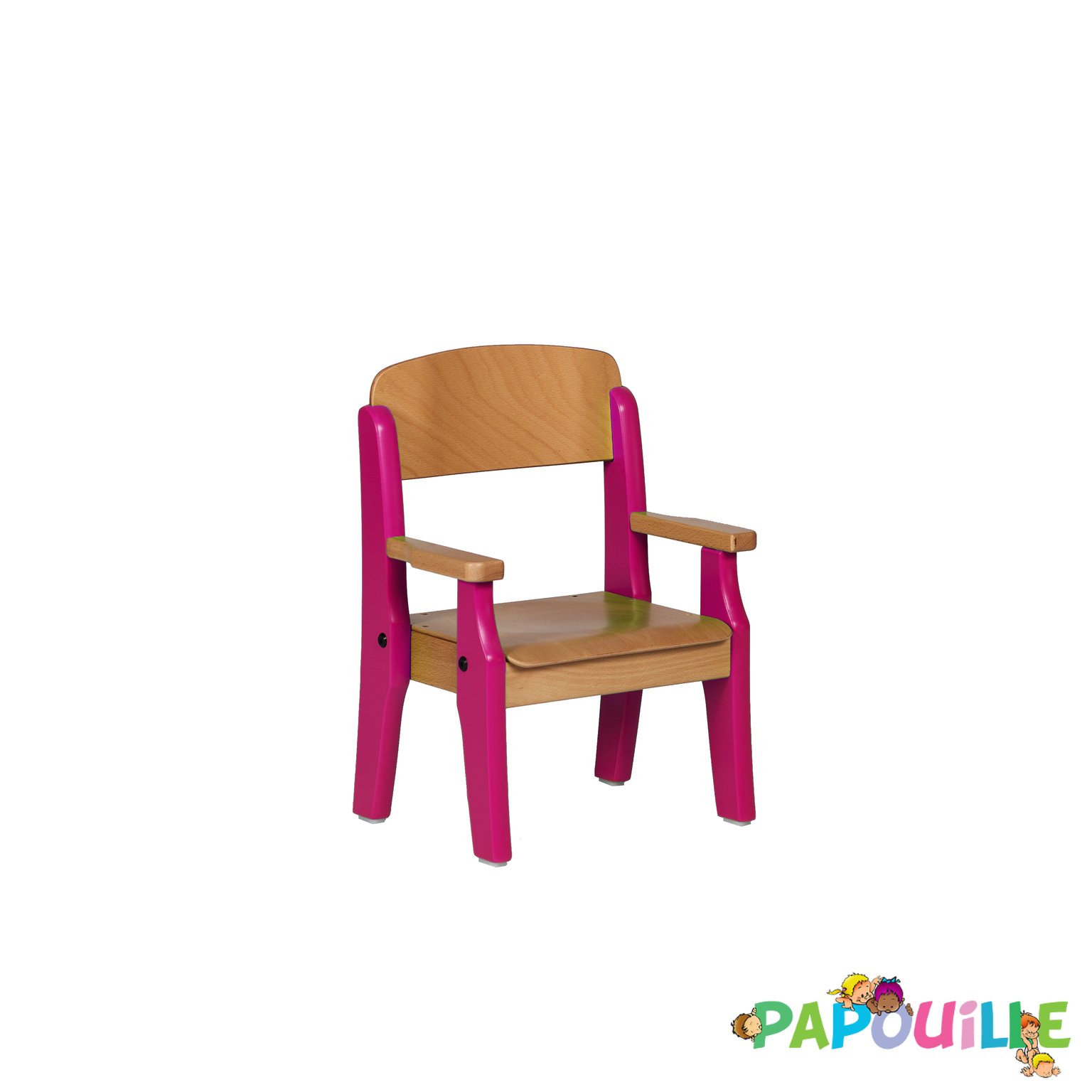 Fauteuil bébé en bois avec accoudoir t0 h.21cm framboise