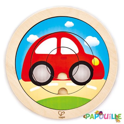 Jeux - Jeux Éducatifs et Puzzle - DE // Puzzle à encastrer en Bois Circulaire Véhicule Transport 3 pcs ( Pour les enfants de 2 ans et plus )