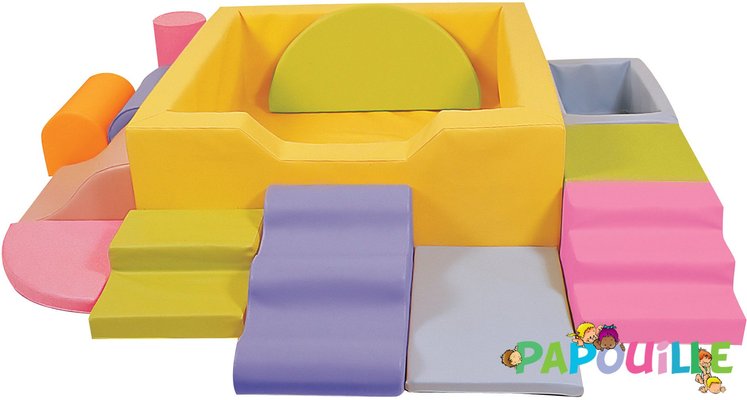 Motricité - Piscine à balles - Kit piscine à balles aventure avec modules en mousse pvc jaune