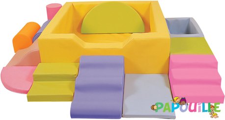 Motricité - Piscine à balles - Kit piscine à balles aventure avec modules en mousse pvc jaune