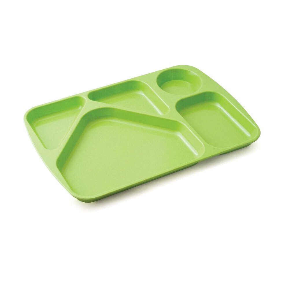 Plateau repas 5 compartiments mélamine vert