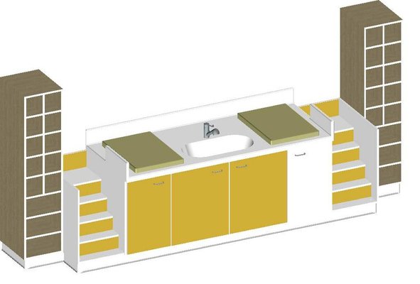 Change - Meuble à Langer crèche - Table à langer 1 cuve 3900x850mm