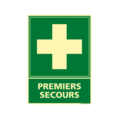 Médical et Prévention - Protection et Sécurité (EPI) - Signalétique premier secours photolum - 21 x 15 cm