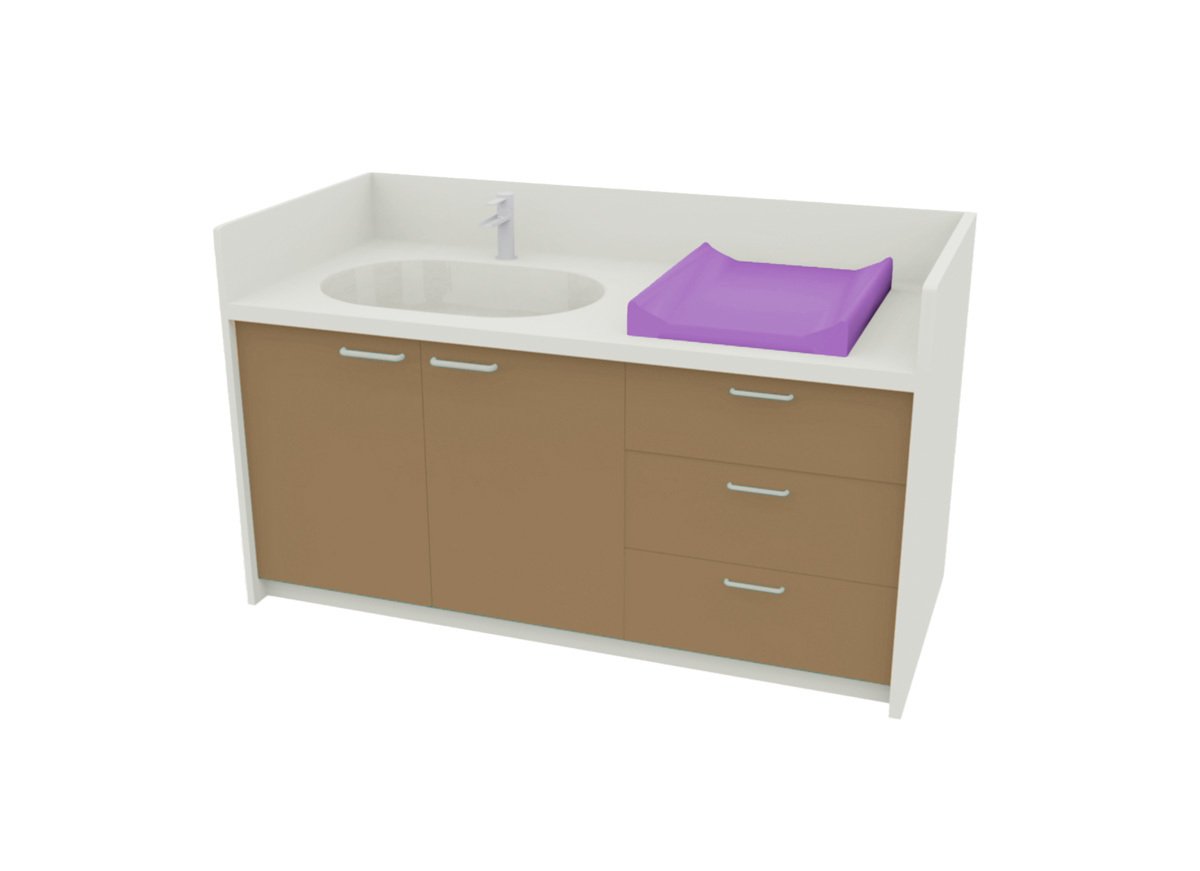 Meuble à langer 1 vasque - 180 cm - muscade