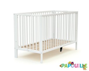 Couchage - Lit Crèche en Bois bébé, enfant - Lit bois pliant 60 x 120 réglable en hauteur blanc