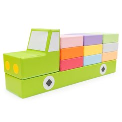 Mobilier - Meuble en mousse et Pouf - Camion de coussins vert