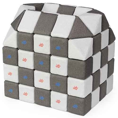 Cubes de constructions magnétiques de psychomotricité tissu 100 pièces gris et blanc